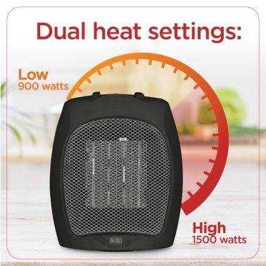 BLACK+DECKER™ 1,500-Watt-Max Desktop Ceramic Heater with Fan Setting (Black)