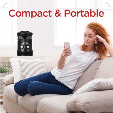 BLACK+DECKER™ BHDS156 1,500-Watt-Max Portable 360° Surround Fan Heater with Thermostat, Black