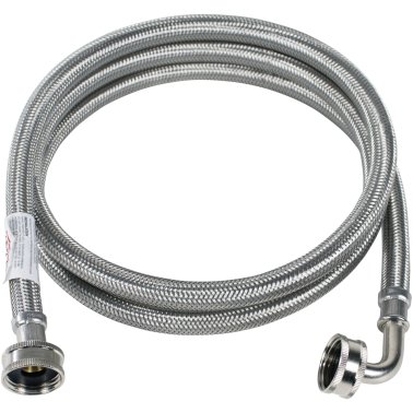Certified Appliance Accessories Braided Stainless Steel Washing Machine Hose with Elbow, 4ft