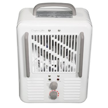 Comfort Glow® EUH341 1,500-Watt-Max Portable Electric Forced-Air Milkhouse-Style Utility Heater, White and Gray