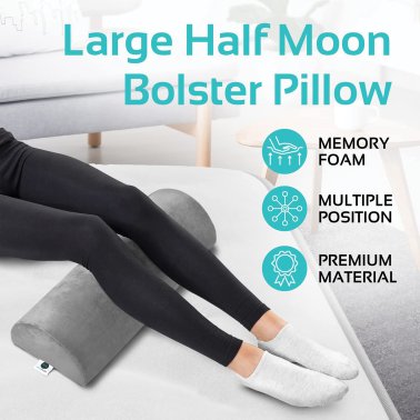 AllSett Health® Large Half-Moon Bolster Pillow (1 Pack; Gray)