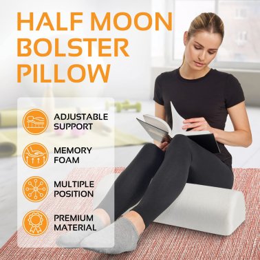 AllSett Health® Large Half-Moon Bolster Pillow (1 Pack; White)