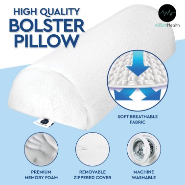 AllSett Health® Large Half-Moon Bolster Pillow (2 Pack; White)