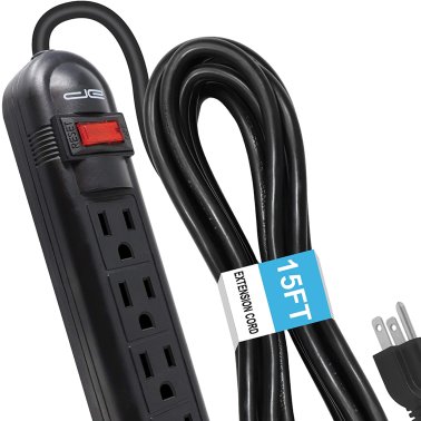 Digital Energy® 6-Outlet Surge Protector Power Strip (180 In.; Black)