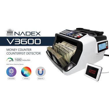 Nadex Coins™ V3600 Money Counter and Counterfeit Detector