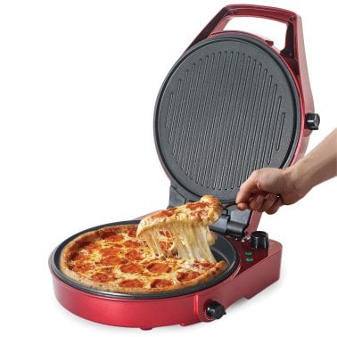 Commercial Chef Multifunction 11-In. Pizza Maker and Indoor Grill, Red