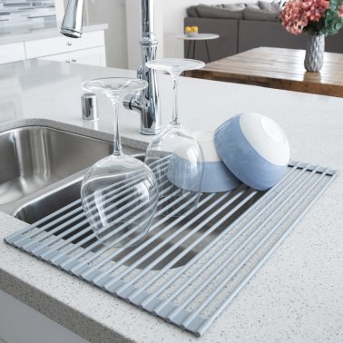 Better Houseware Over-the-Sink Roll-up Drying Rack (Gray)
