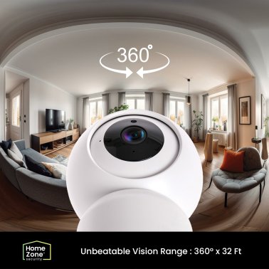 Home Zone Security® Wi-Fi® 3.0-MP High-Resolution Indoor Pan-, Tilt-, and Zoom Security Camera
