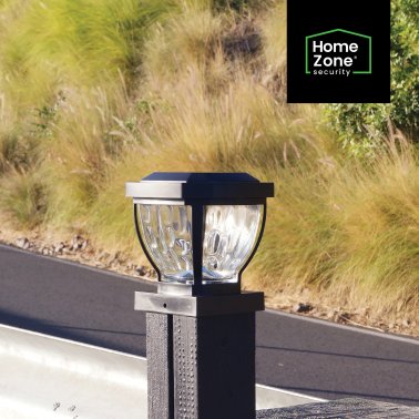 Home Zone Security® 12-Lumen-Each 4 x 4 Solar LED Post Cap Lights (Black)
