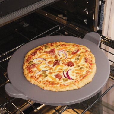 Old Stone Glazed Pizza Stone With Handles, Gray (15 In.)