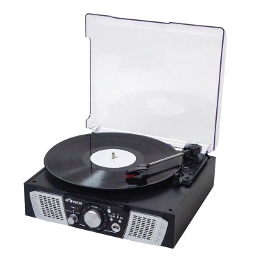 Victor® Lakeshore Dual-Bluetooth® Belt-Drive Retro 5-in-1 Turntable System, VHRP-1100-BK