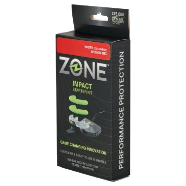 Zone Mouthguard Impact EVA and PVS Athletic Guard Starter Kit, No Flavor (Youth; Intense Red)