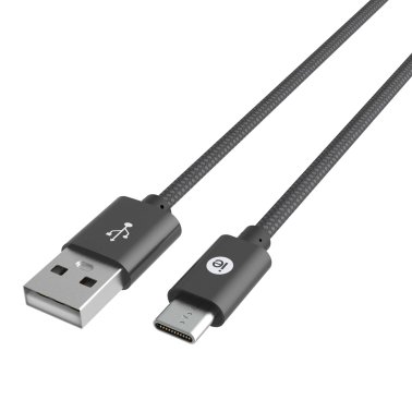 iEssentials® Charge & Sync Braided USB-C® to USB-A Cable (120 In.; Gray)