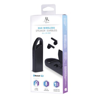 Acoustic Research® Duo All-in-One Bluetooth® Speaker and Earbuds, ARTWS35 (Black)