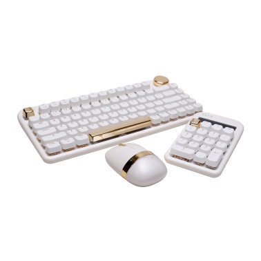 Azio IZO Bluetooth® and USB Mechanical Computer Keyboard, Blue Switches (White Blossom)