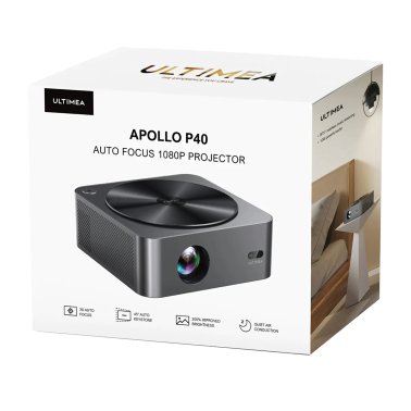 Ultimea Apollo P40 Wi-Fi® 4K-Supported Full HD 1080p Projector with Remote, Black