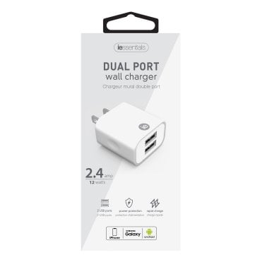 iEssentials® 2.4-Amp Dual USB Wall Charger (White)