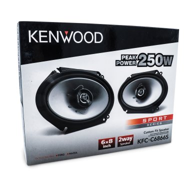 KENWOOD® Sport Series KFC-6866S 6-In. x 8-In., 250-Watt-Max 2-Way Full-Range Coaxial Speakers, Black, 2 Pack