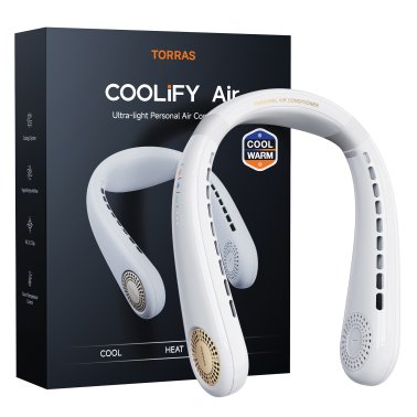 TORRAS® Portable Neck Fan, COOLiFY® Air Personal Wearable Neck Air Conditioner, Bladeless, 5,000-mAh Rechargeable Battery (Golden White)
