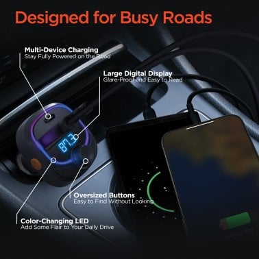 HyperGear® IntelliCast Road FM Transmitter Car Charger, Black, 15857