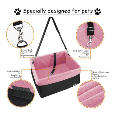 Jespet® Deluxe Pet Safety Booster Car Seat (Pink)
