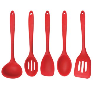Better Houseware 5-Piece Silicone Cooking Utensils (Red)