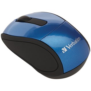 Verbatim® Cordless Optical Computer Mouse, Mini Travel, 3 Buttons, 2.4 GHz (Blue)