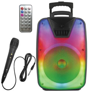 IQ Sound® DJ 12-In. Bluetooth® Portable Party System, True Wireless, with FM Radio and RGB Light Panel, IQ-7812DJBT