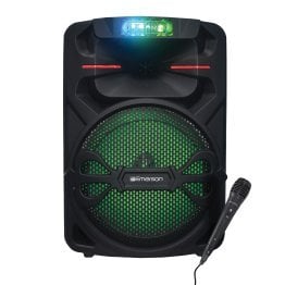 Emerson® Portable Bluetooth® Party System, True Wireless, with LED Lighting, Microphone, and Remote, Black, EDS-1200