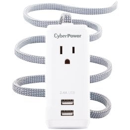 CyberPower® GC106U Reach and Charge™ USB and AC Power Cord, 6-Foot Braided Cable