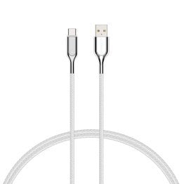Cygnett® Charge and Sync Cable Armored 2.0 USB-C® to USB-A Cable, 3 Feet (White)