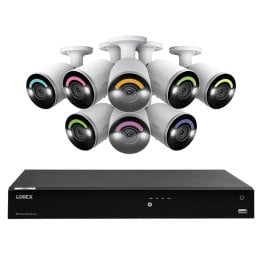 Lorex® Fusion™ 4K 8.0-MP 16-Camera-Capable (8 Wired, 8 Fusion™ Wi-Fi®) 4-TB NVR System with 8 IP Smart-Deterrence Bullet Cameras, N864A64B-8AB8