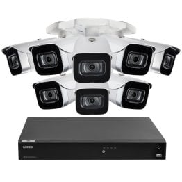 Lorex® Fusion™ 4K 8.0-MP 16-Camera-Capable (8 Wired, 8 Fusion™ Wi-Fi®) 4-TB NVR System with 8 IP Bullet Cameras, N864A64B-8CA8