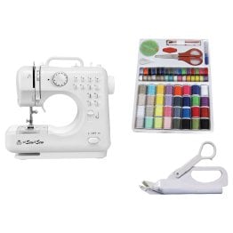 Michley® LSS-505+ Combo 12-Stitch Desktop Sewing Machine with Sewing Kit and Electric Scissors