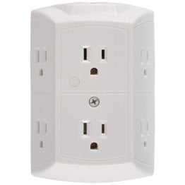 GE® 6-Outlet Grounded Wall Tap with Transformer/Resettable Circuit