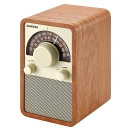 Sangean® WR-15 Tabletop Retro Wooden Cabinet AM/FM Analog Radio Receiver, Walnut