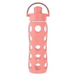 Lifefactory® 22-Oz. Glass Water Bottle with Active Flip Cap and Protective Silicone Sleeve (Cantaloupe)