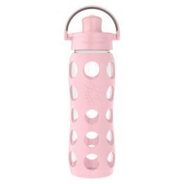 Lifefactory® 22-Oz. Glass Water Bottle with Active Flip Cap and Protective Silicone Sleeve (Desert Rose)