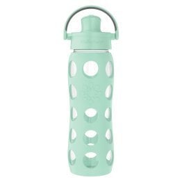 Lifefactory® 22-Oz. Glass Water Bottle with Active Flip Cap and Protective Silicone Sleeve (Mint)