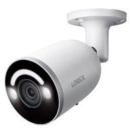 Lorex® 4K 8.0-MP Smart AI PoE IP Wired Security Bullet Camera with Lighting and Deterrence, White