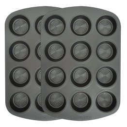 Taste of Home® 12-Cup Non-Stick Metal Muffin Pan, Set of 2, Ash Gray