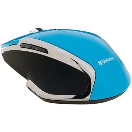 Verbatim® Cordless Blue-LED Deluxe Notebook Mouse, Ergonomic, 6 Buttons, 2.4 GHz (Blue)