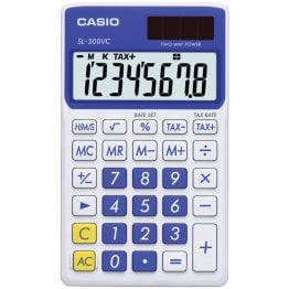 CASIO® Solar Wallet Calculator with 8-Digit Display (Blue)