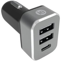 iEssentials® 4.1-Amp Car Charger, 2 USB-A & 1 USB-C®