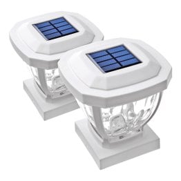 Home Zone Security® 12-Lumen-Each 4 x 4 Solar LED Post Cap Lights (White)