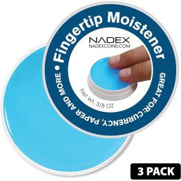 Nadex Coins™ Non-Slip Cash-Counting Fingertip Moistener Pads, Blue (3 Pack)