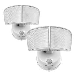 Home Zone Security® 1,000-Lumen Twin-Head Motion-Activated Battery-Operated LED Security Lights, 2 Pack