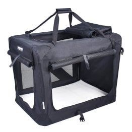 Jespet® 3-Door Soft-Sided Folding Travel Pet Crate (Medium; Black)
