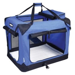 Jespet® 3-Door Soft-Sided Folding Travel Pet Crate (Large; Royal Blue)