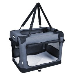 Jespet® 3-Door Soft-Sided Folding Travel Pet Crate (Medium/Large; Gray)